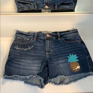 Abercrombie kids denim pineapple shorts